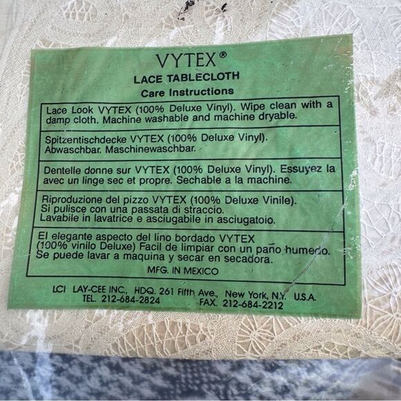 Cream Vinyl Lace Tablecloth - Picture 8 of 8